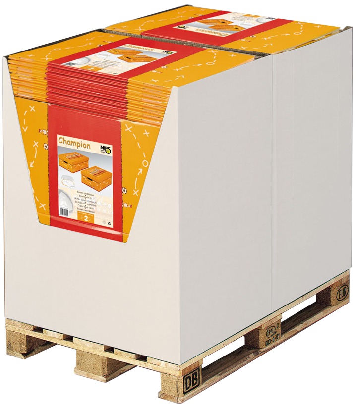 Aufbewahrungsboxen mit Deckel als Palettenplatzierung im Wellcontainer Aufbewahrungsboxen mit Deckel als Palettenplatzierung im Wellcontainer