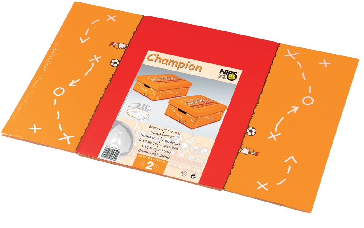 CHAMMPION Aufbewahrungsboxen mit Deckel als 2er Packung flachliegend verpackt in recyclingfähiger PE-Folie mit Entsorgungsgarantie (Grüner Punkt) und verkaufsförderndem Einleger mit leicht verständlicher Aufbauanleitung CHAMMPION Aufbewahrungsboxen mit Deckel als 2er Packung flachliegend verpackt in recyclingfähiger PE-Folie mit Entsorgungsgarantie (Grüner Punkt) und verkaufsförderndem Einleger mit leicht verständlicher Aufbauanleitung