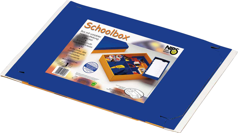 SCHOOLBOX flachliegend in Folie mit verkaufsförderndem Einleger inklusive leicht verständlicher Aufbauanleitung SCHOOLBOX flachliegend in Folie mit verkaufsförderndem Einleger inklusive leicht verständlicher Aufbauanleitung
