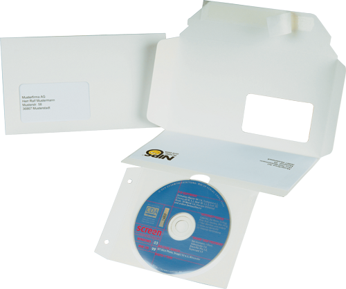 NIPS CD-DVD-CARD mit abtrennbarer Transparent-CD-Tasche mit Lochstanzung zur Archivierung