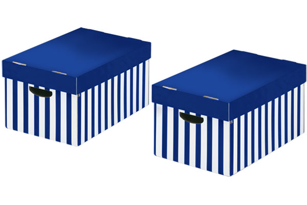 STORE-BOX Aufbewahrungsboxen blau-weiss gestreift