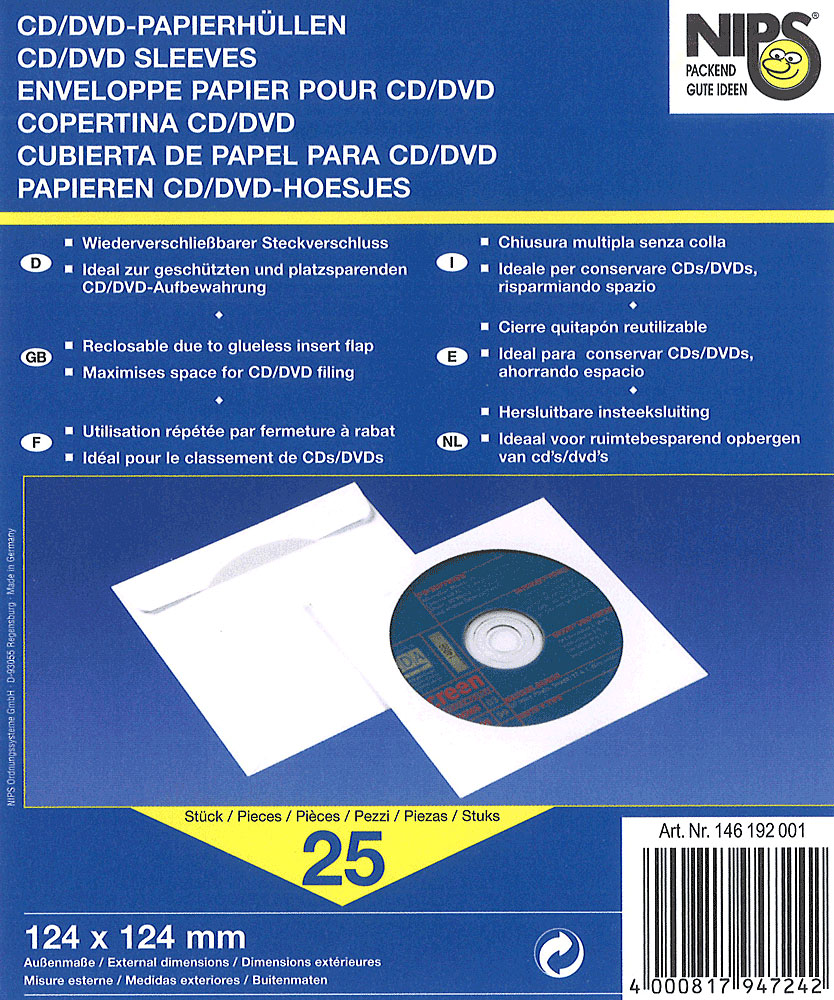 NIPS CD/DVD-Papierhülle 25er Packung